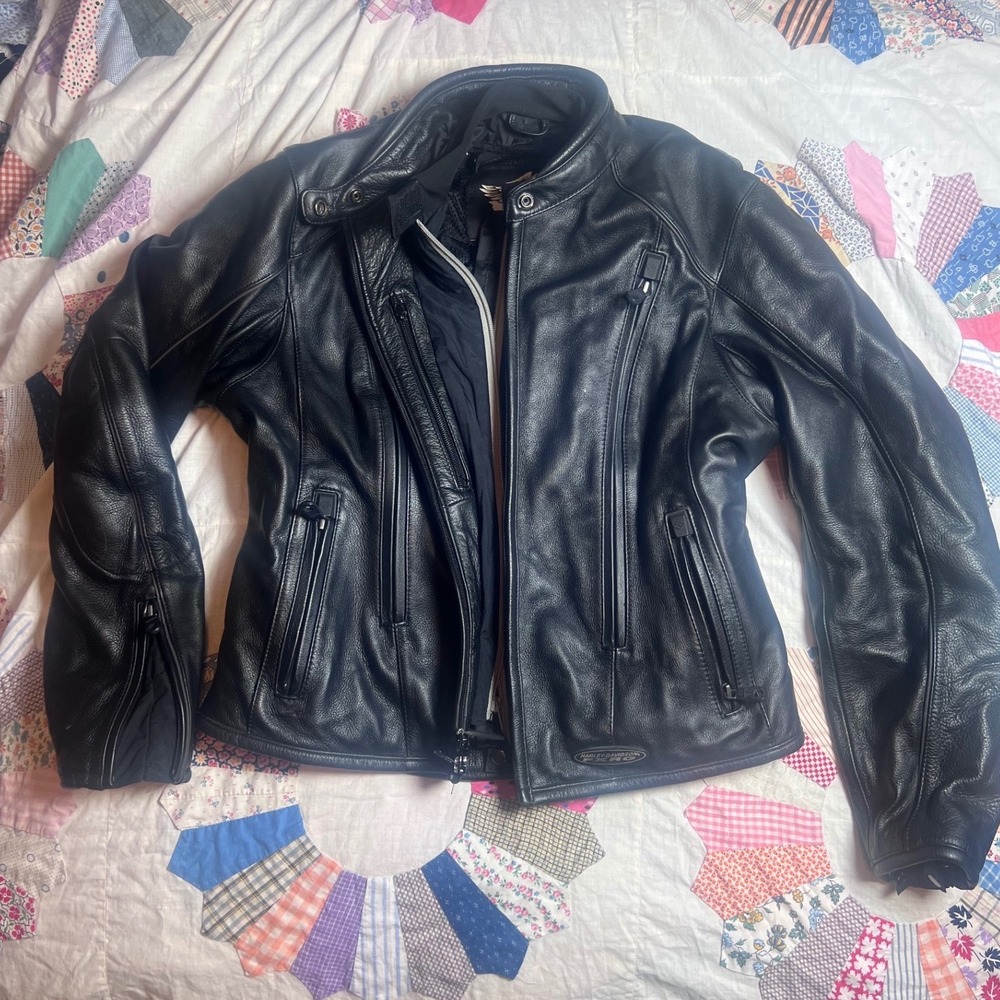 Harley-Davidson FXRG 2006 Womens Black Leather Vented Motorcycle Jacket M